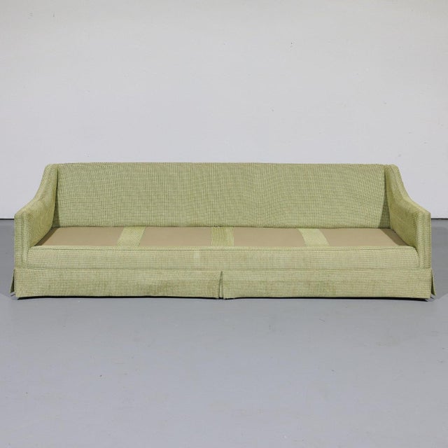 Vintage Oversized Mid-Century Green Upholstered Sofa | Circa 1970s For Sale In Orlando - Image 6 of 17