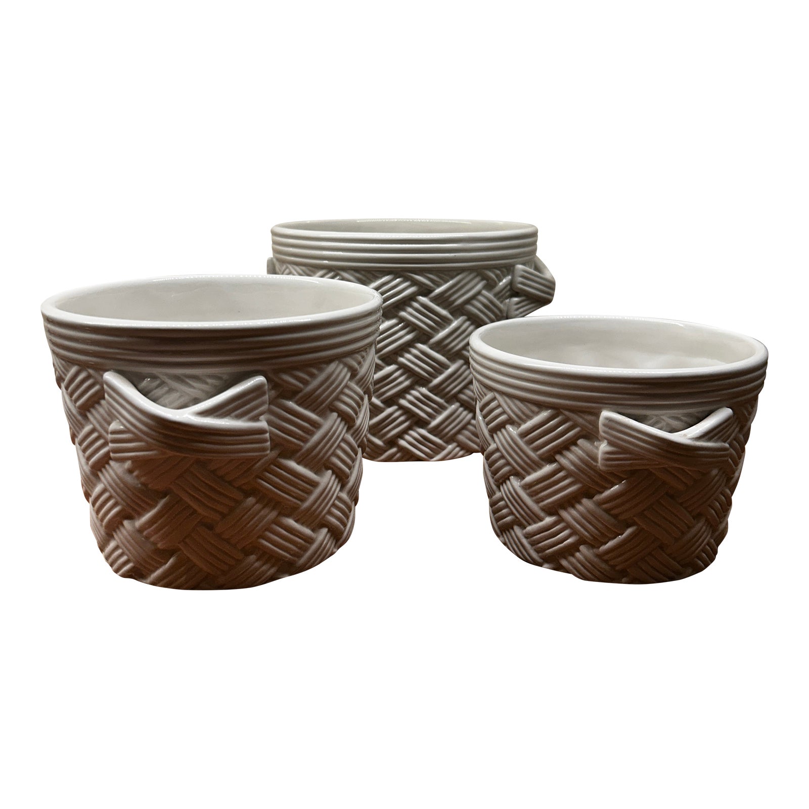 Vintage Basket Form Cachepot or Planters- Set of 3 | Chairish