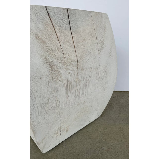 Contemporary Organic Modern Whitewashed Wood Accent Table For Sale - Image 3 of 4