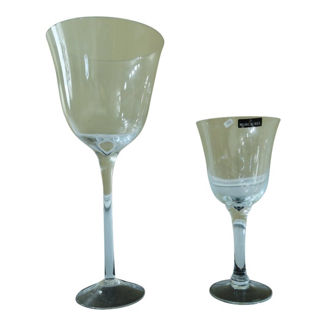 F51086ec/87ec: Large Complimenting Made in Poland Wine Glass Vases - a Pair For Sale
