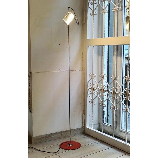 Metal Vintage Spider Red Floor Lamp by Joe Colombo for Oluce, Italy, 1960s For Sale - Image 7 of 8