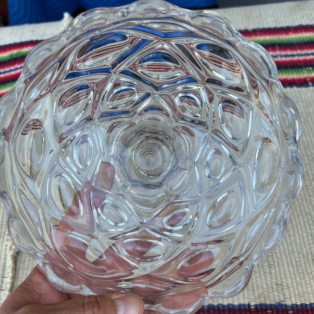 Transparent Antique American Flint Glass Compote "Diamond Thumbprint" Pattern, Circa 1850's For Sale - Image 8 of 11