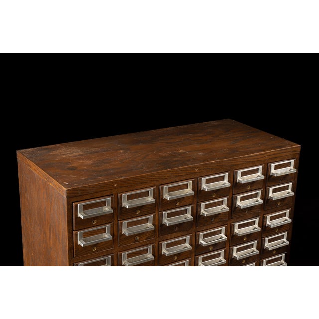 Vintage 60-Drawer Walnut Card Catalog For Sale In Chicago - Image 6 of 13