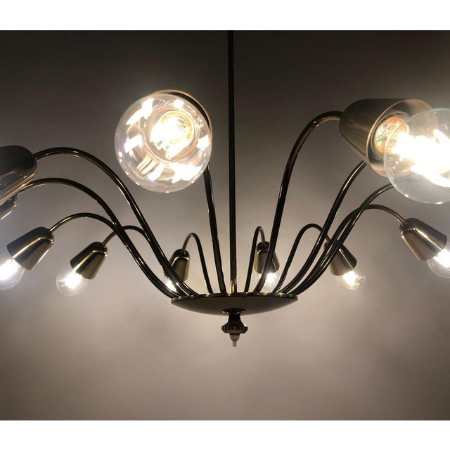 Mid-Century Brass Chandelier from Rupert Nikoll, Austria, 1961 For Sale - Image 13 of 16