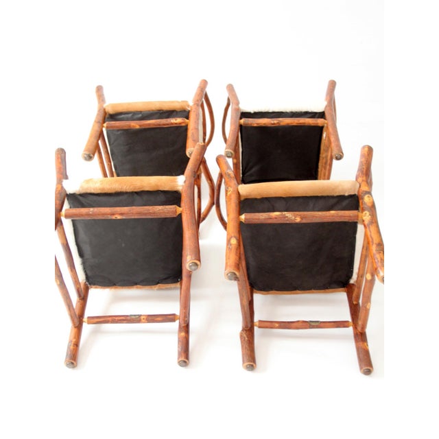 Vintage Old Hickory Hair on Hide Armchairs Set 4 For Sale - Image 12 of 18
