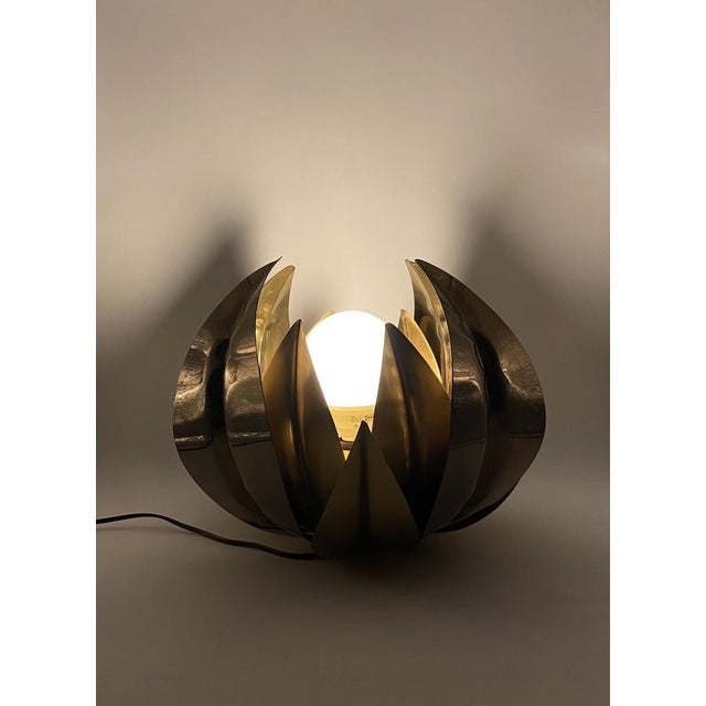 1970s Lotus Flower Floor or Table Lamp in Brass attributed to Bottega Gadda, Italy, 1970s For Sale - Image 5 of 18