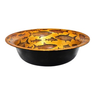 Early 20th Century English Metal Wash Basin with Paint & Decoupage For Sale