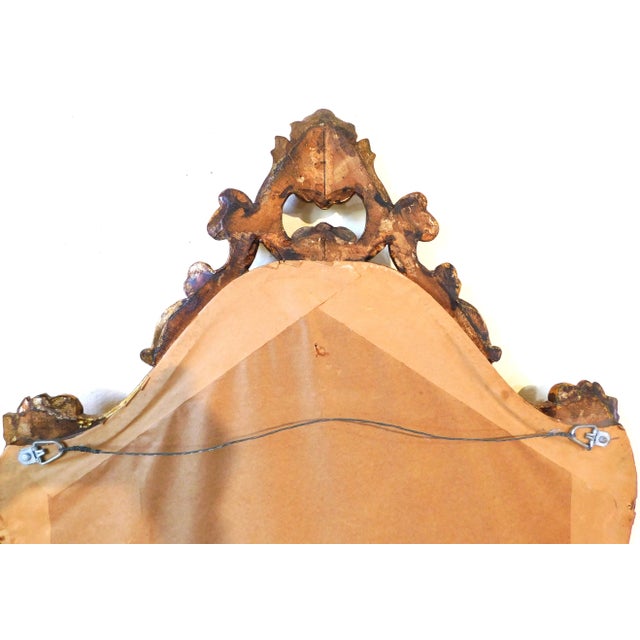 Vintage Mid Century Italian Florentine Gold Carved Wood Fleur De Lis Mirror For Sale - Image 10 of 11