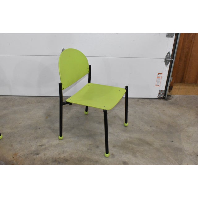 Postmodern Set of 6 Ron Kemnitzer Stackable Bola Chairs in Green For Sale - Image 3 of 11