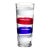 Carlo Moretti Rochi Murano mouth blown glass vase in clear glass with red, blue and white stripes. Part of the I Piccoli...