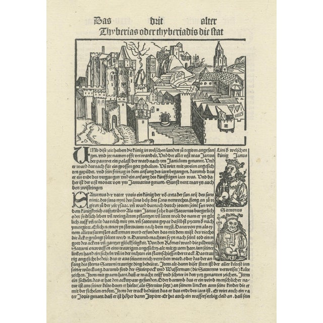 Black Kleine Weltchronik, Incunabula Woodcut View of Tiberias, Paper For Sale - Image 8 of 9