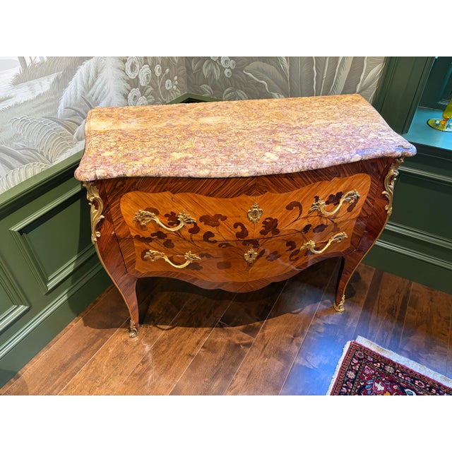 Mid 18th Century Mid 18th Century Louis XV Marquetry and Parquetry Commode, Stamped C. Wolff Jme For Sale - Image 5 of 13