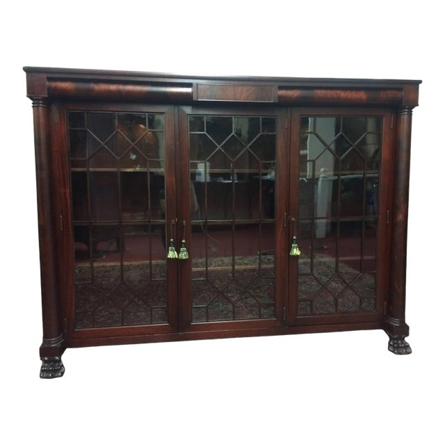 Antique Mahogany Bookcase, Empire Revival Bookcase For Sale