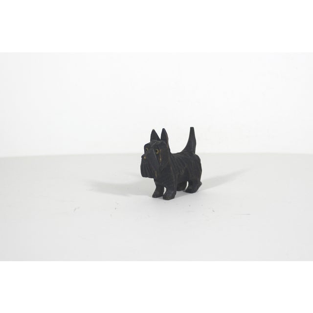 Folk Art Vintage Hand Carved Wood Scottie Dog Figurine Canine Folk Art For Sale - Image 3 of 10