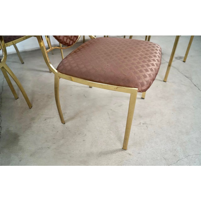 1970’s Italian Hollywood Regency Brass Dining Chairs - Set of 8 For Sale - Image 11 of 12