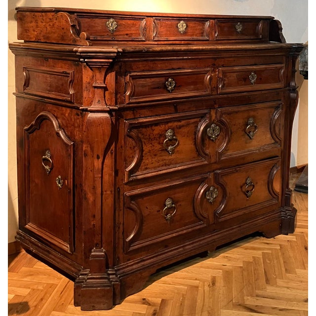Rome-Vatican Baroque Walnut Chest of Drawers with Bronze Handles, 1600s For Sale - Image 15 of 15