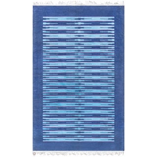 Vintage Indian Blue Dhurrie Rug Doris Leslie Blau For Sale