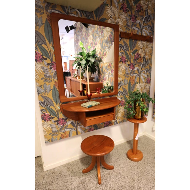 Danish Teak A Welcome Hallway Set with Mirror, Wall Console and Hook Rail from Vildbjerg Møbelfabrik, 1960s, Set of 3 For Sale - Image 6 of 18