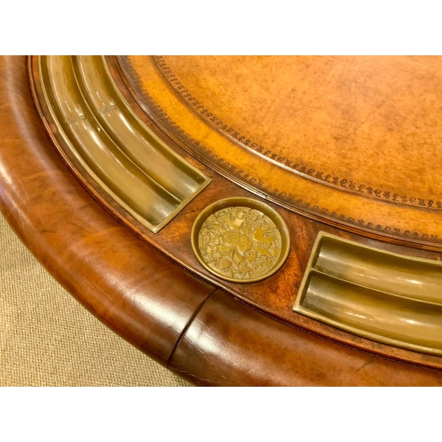 Transitional Maitland-Smith Transitional Bronze, Leather and Wood Game Table For Sale - Image 3 of 7