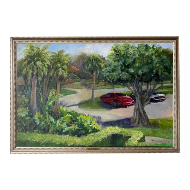 Marsha Schurr Impressionist Tropical Landscape Oil on Canvas Painting, Framed For Sale