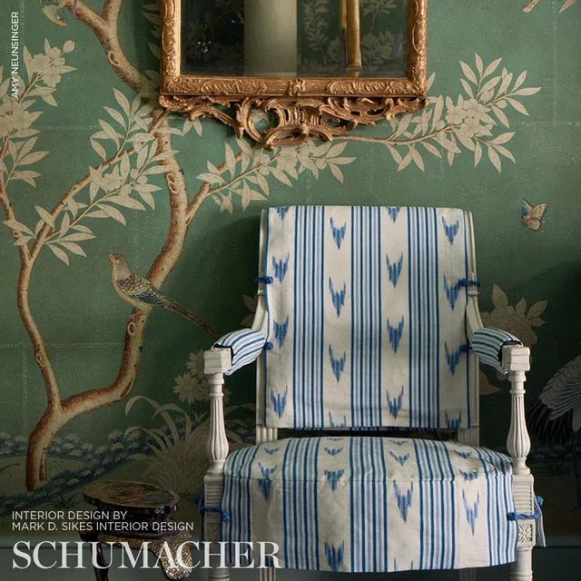 Modern Schumacher X Mark D. Sikes Santa Barbara Ikat in Indigo Fabric For Sale - Image 3 of 4