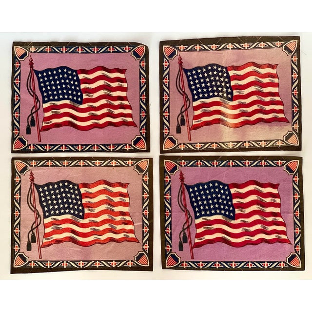 Antique ‘Tobacciana’ Flannel American Flags/Textile Tobacco Premium Inserts- Set of 4 For Sale - Image 11 of 11