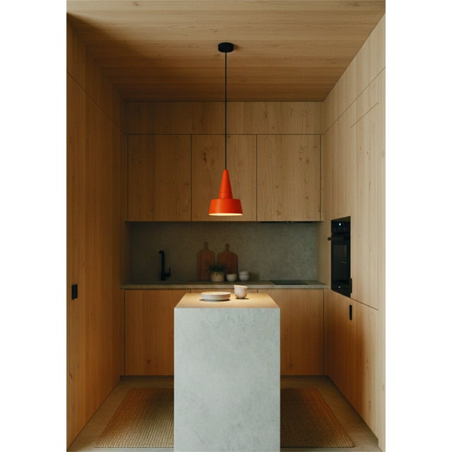 Add a pop of bold, contemporary color and design to any space with the "sml 2.0_matte bright orange" pendant lamp. This...