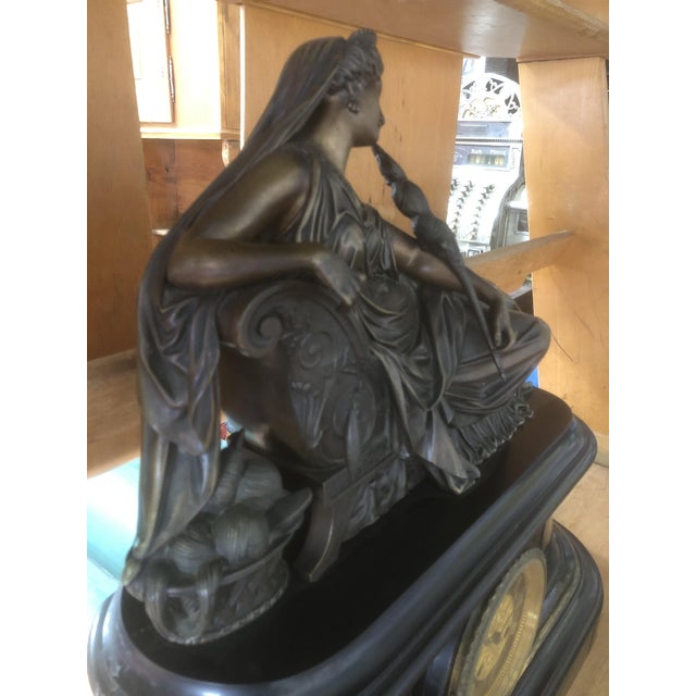 Traditional 19th Century Bronze and Marble Clock by J. Feuchere for Gauthier For Sale - Image 3 of 6