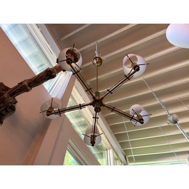 1960s Italian Modern Brass Chandelier For Sale - Image 9 of 11