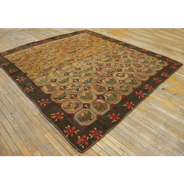 Red Antique American Hooked Rug For Sale - Image 8 of 12