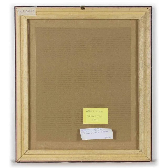 Helen Vogt, Portrait of Moroccan Woman, Original Drawing, Mid-20th-Century For Sale - Image 3 of 4