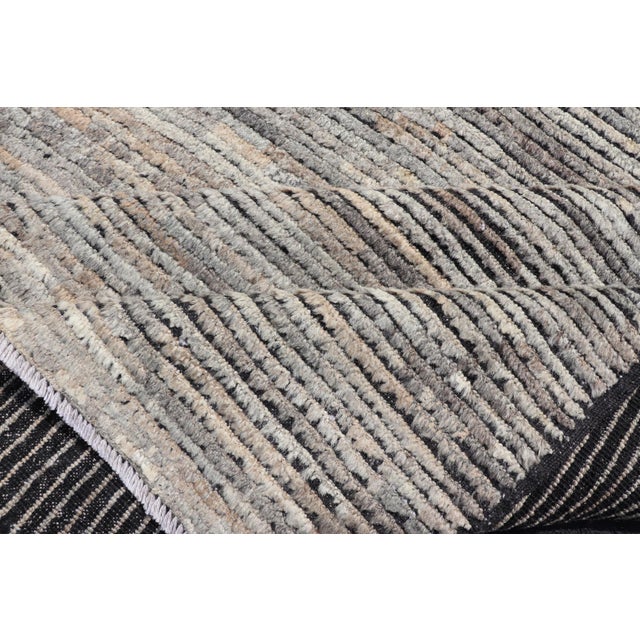 Modern Moroccan Style Tribal Long Runner in Shades of Gray All-Over Design For Sale - Image 9 of 10