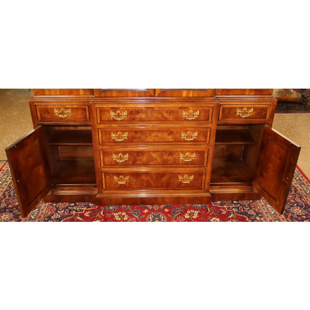 Henredon Aston Court Burl Wood Beveled Glass Bookcase China Cabinet Breakfront For Sale - Image 12 of 18