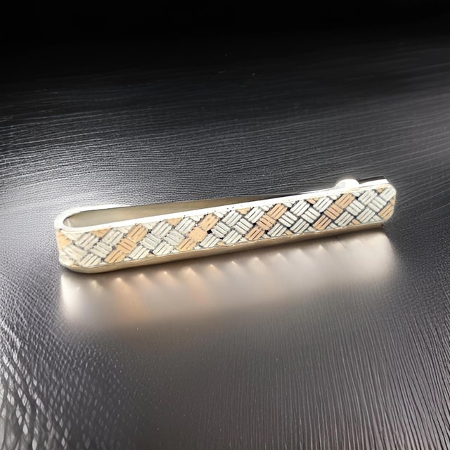 1990s Tiffany & Co Estate Money Clip Tie Pin Sterling Silver + 14K Gold For Sale In New York - Image 6 of 12
