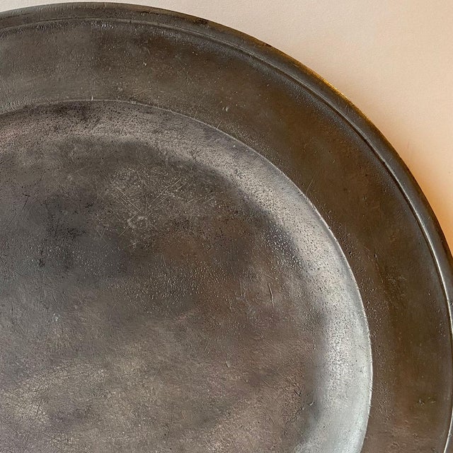 American Pewter Single-Reed Charger Plate For Sale - Image 4 of 11