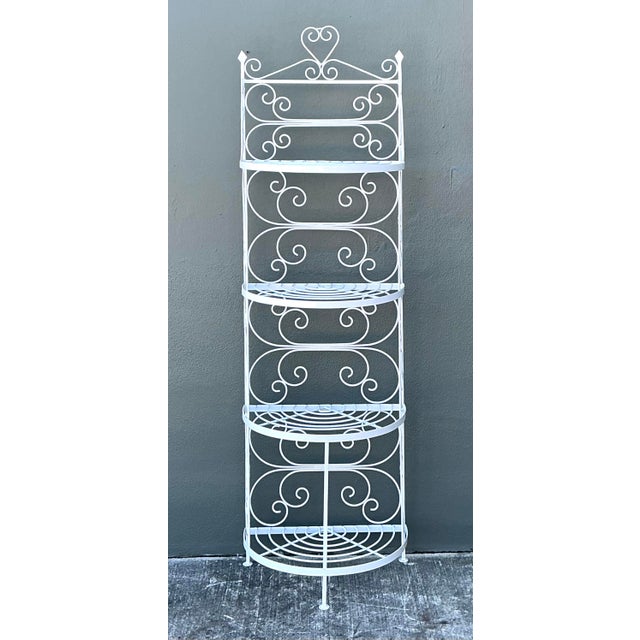 Shabby Chic Vintage Wrought Iron Scroll Etagere For Sale - Image 3 of 12