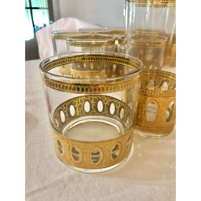 Mid 20th Century Culver LTD “Antigua” 22kt Gold Barware Glasses - A Set of 16 For Sale - Image 9 of 12