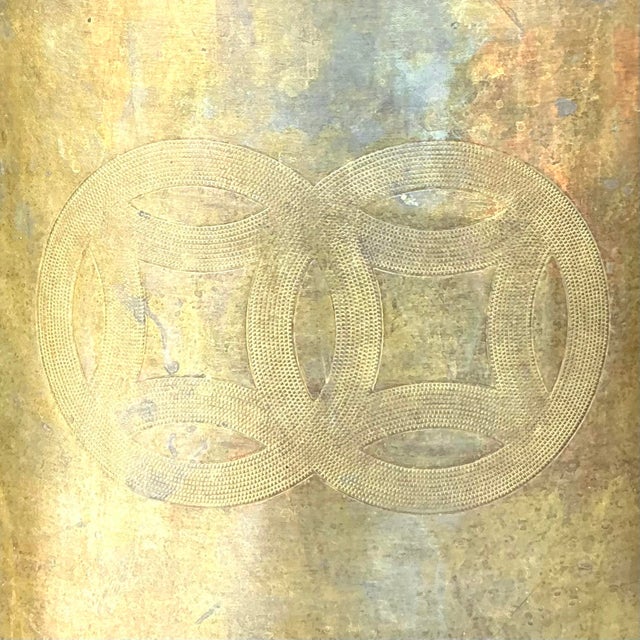 Metal Vintage Regency Brass Medallion Planter For Sale - Image 7 of 7