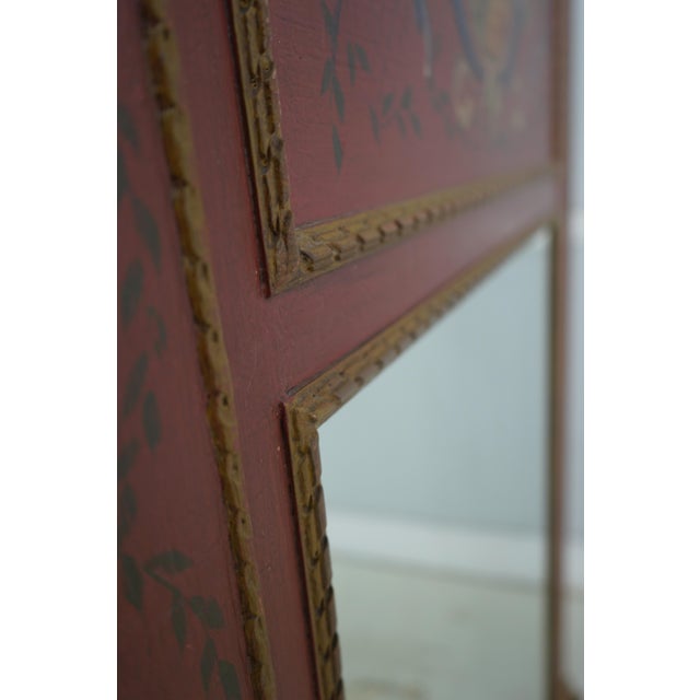 Stunning Artist Signed Hand Painted Large Trumeau Mirror For Sale - Image 10 of 11