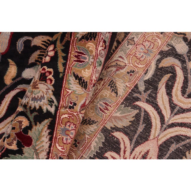 Textile Floral 1990's Pak-Persian Black/Brown Wool Rug - 8'2'' X 10'3'' For Sale - Image 7 of 9