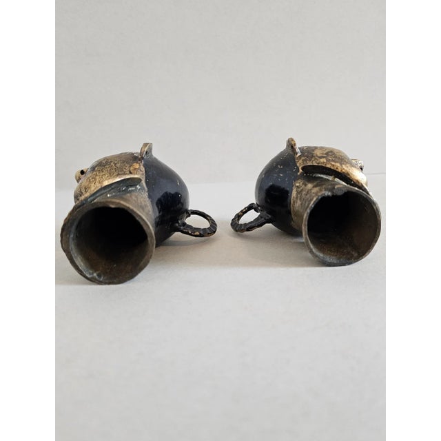 Metal Antique India Painted Brass Hindu Gauri Head Sculptures - a Pair For Sale - Image 7 of 10