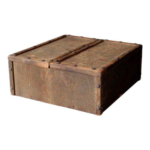 Vintage Split Double Door Wooden Box For Sale