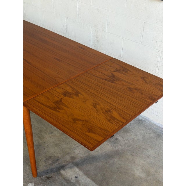 Wood Vintage Rectangular Extendable Teak Dining Table Mid-Century Modern 1960s For Sale - Image 7 of 13