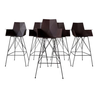 Vondom Faz Modern Outdoor Patio Bar Stools With Armrests by Ramón Esteve – Set of 5 For Sale