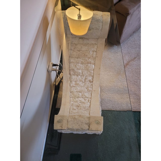 1980s 1980s Postmodern Sculptural Tessellated Stone and Glass Console Table For Sale - Image 5 of 8