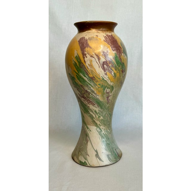 Contemporary Abstract Modern Marbled Ceramic Peruvian Vase For Sale - Image 3 of 12