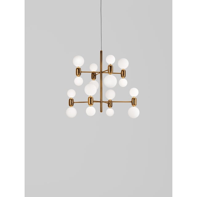 Golden Aballs Chandelier 8 by Parachilna Dimensions: D 123 x H 109 cm. Materials: Handmade ceramic body, Blown opal matt...