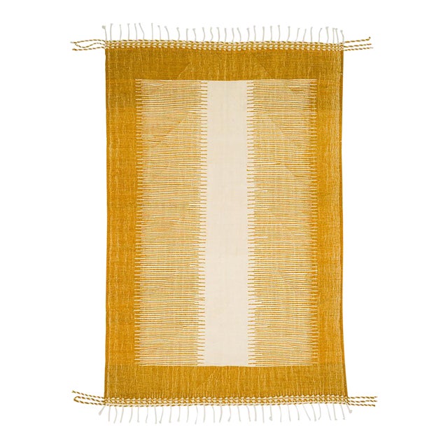 Flat-Weave Hand-Knotted Moroccan Wool & Cotton | 7'11" X 5'2" | One of a Kind For Sale