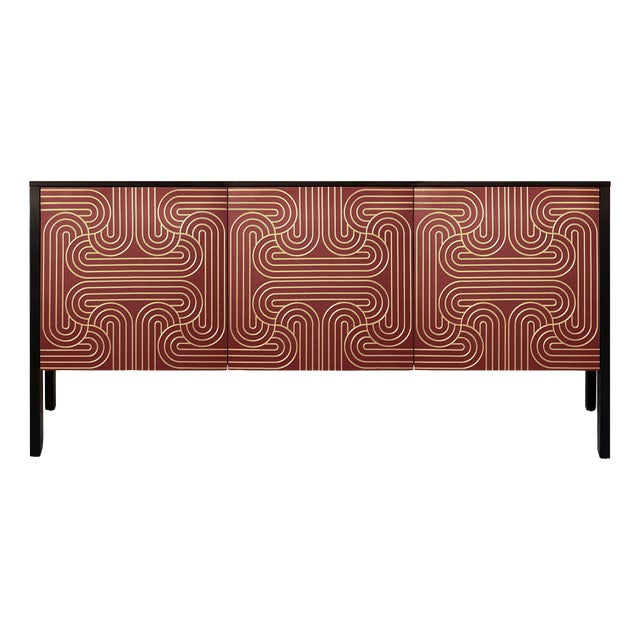 Loop Sideboard in Red and Gold by Coucou Manou For Sale
