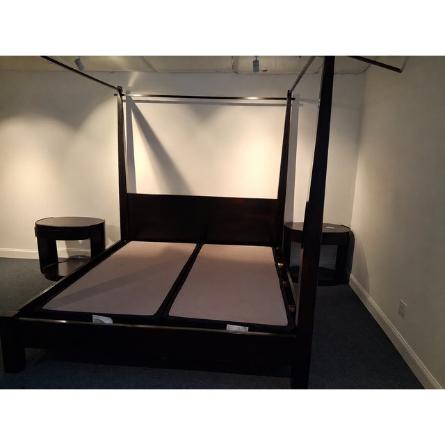 King Size Canopy Bed With Matching Nightstands Attributed McGuire 3-Piece Bedroom Set For Sale - Image 10 of 10